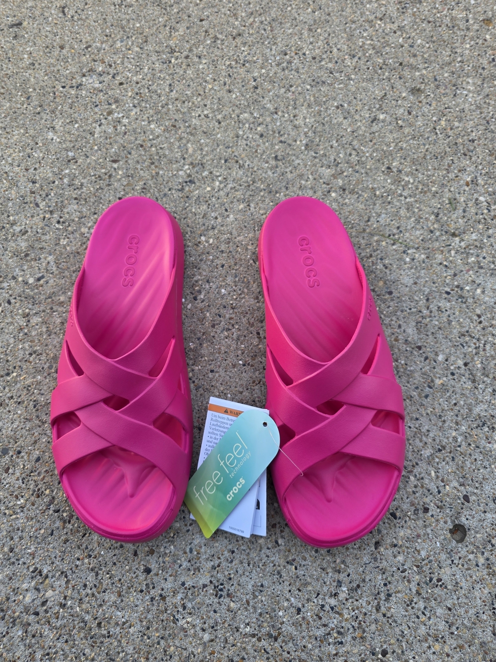 Crocs Pink Crisscross Slide Sandals Women Size 9 - Picture 5 of 11